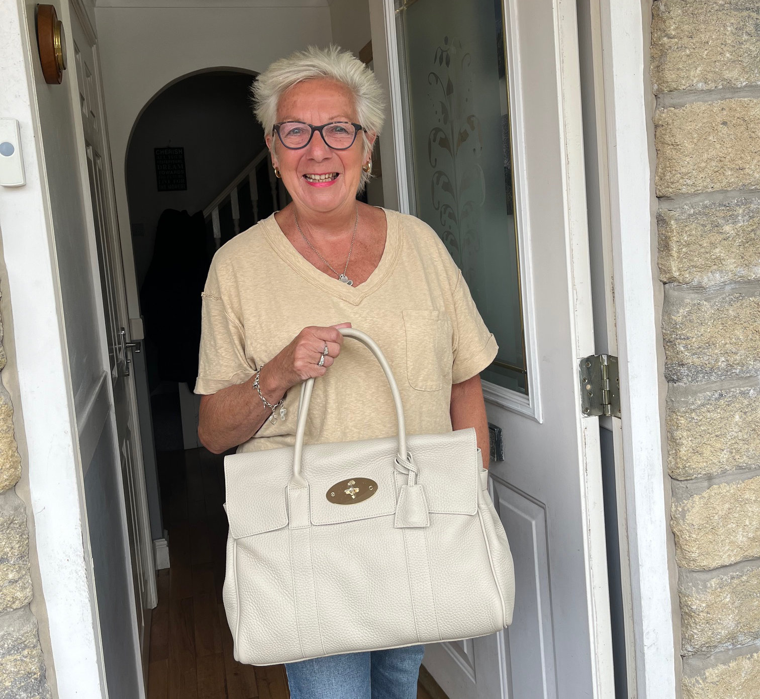 Mulberry Bayswater Heavy Grain Leather Handbag In Chalk